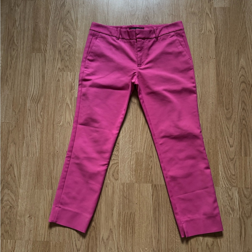 Zara hot pink straight leg chino medium pants